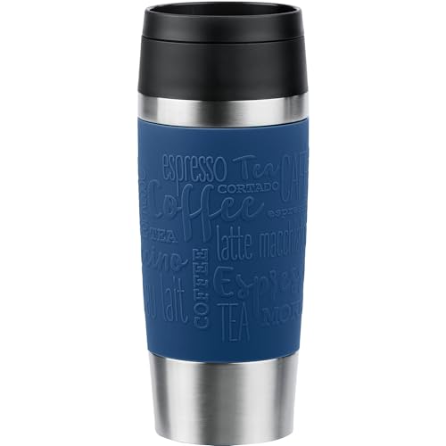 Emsa N20203 Travel Mug Classic Isolierbecher 0,36 Liter , neuer Komfort-Schraubverschluss , Edelstahl , 4h heiß und 8h kalt , 100% dicht , spülmaschinenfest , 360°-Trinköffnung , Dunkelblau von Emsa