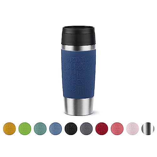 Emsa N20203 Travel Mug Classic Isolierbecher 0,36 Liter , neuer Komfort-Schraubverschluss , Edelstahl , 4h heiß und 8h kalt , 100% dicht , spülmaschinenfest , 360°-Trinköffnung , Dunkelblau von Emsa