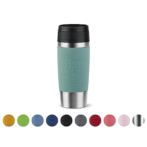 Emsa N20210 Travel Mug Classic Isolierbecher 0,36 Liter , neuer Komfort-Schraubverschluss , Edelstahl , 4h heiß und 8h kalt , 100% dicht , spülmaschinenfest , 360°-Trinköffnung , Petrol von Emsa