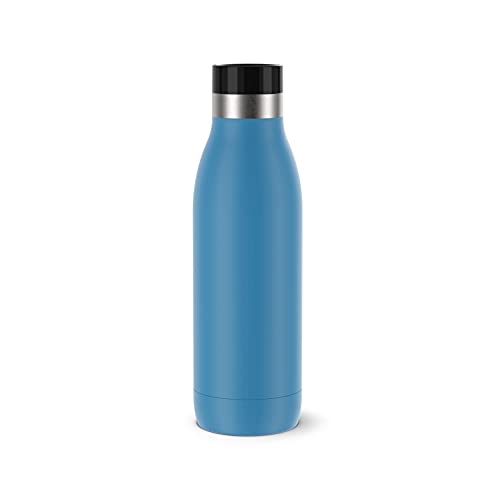 Emsa N31103 Bludrop Color Trinkflasche | 0,5 Liter | 100% dicht | Quick-Press Verschluss | ergonomischer 360° Trinkgenuss | 12h warm, 24h kühl | Edelstahl | Aqua-Blau von Emsa