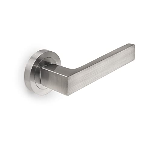 Emuca - Türgriffe für Innenttüren, Türgriff-Set mit Rosetten für Zimmertüren D.50 mm, Aluminium, satiniertes Nickel. von Emuca