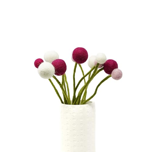 Gry & SIF dekorative Blumen-Arrangements, handgefertigte Filz-Blumen, künstlicher Blumenstrauß, Fairtrade | 1x Filz-Blumenstrauß Jonna, 13-teilig von Én Gry & Sif
