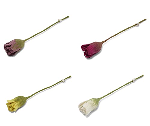 Én Gry & Sif Filzblumen Tulpen (4 Stück) - handgemachte Kunstblumen aus Filz - Frühling - Filzblüten - Trockenblumen - handgemacht (4 Farben) von Én Gry & Sif