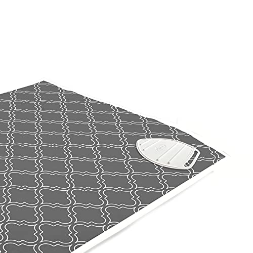 Encasa Homes Bügelmatte (Groß 120 x 70 cm) mit 3 mm Polsterung & Silikonbügel für Dampfbügeln auf Tisch oder Bett - Hitzebeständige Tischbügeldecke, bugeltischauflage bugelunterlage - Grey Trellis von Encasa XO