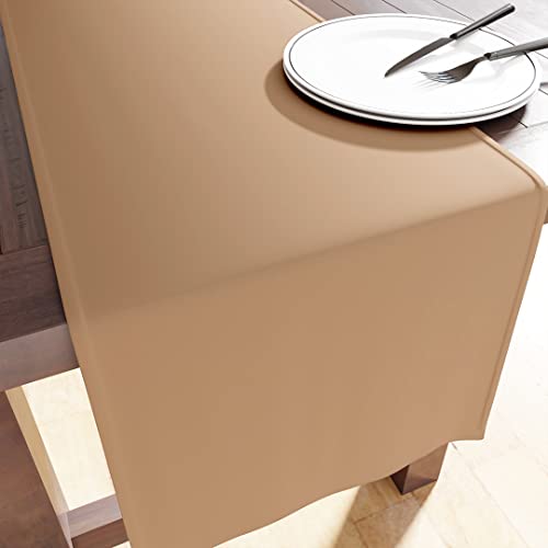 Encasa Table Runner Größe 32x150 cm | Baumwoll -Leinwand Stoff | Hell beige Solid Color | Waschbarer und dauerhaft von Encasa XO