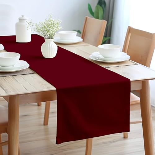 Encasa Table Runner Größe 32x150 cm | Baumwoll -Leinwand Stoff | Reiche Kastanienbraun Solid Color | Waschbarer und dauerhaft von Encasa XO