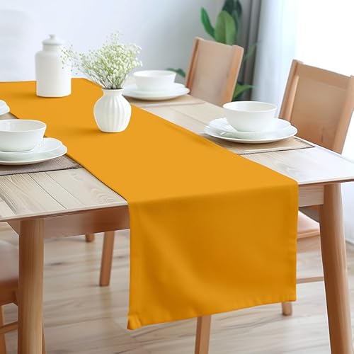 Encasa Table Runner Größe 32x150 cm | Baumwoll -Leinwand Stoff | Mango Solid Color | Waschbarer und dauerhaft von Encasa XO