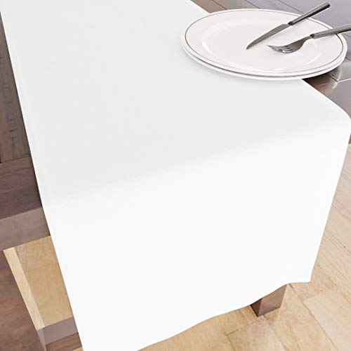 Encasa Table Runner Größe 32x150 cm | Baumwoll -Leinwand Stoff | Weiss Solid Color | Waschbarer und dauerhaft von Encasa XO