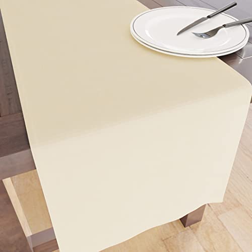 Encasa Table Runner Größe 32x230 cm | Baumwoll -Leinwand Stoff | Natürlich Solid Color | Waschbarer und dauerhaft von Encasa XO