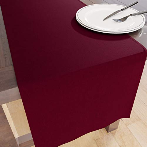 Encasa Table Runner Größe 32x230 cm | Baumwoll -Leinwand Stoff | Reiche Kastanienbraun Solid Color | Waschbarer und dauerhaft von Encasa XO