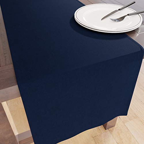 Encasa Table Runner Größe 32x230 cm | Baumwoll -Leinwand Stoff | Scotch Blue Solid Color | Waschbarer und dauerhaft von Encasa XO