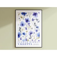Blumenmarkt Von Valletta, Malta Reisekunst, Aquarell Blumendruck, Blaue Rose Kunst, Wohnzimmer Dekor, Hochzeitsgeschenk, Weihnachtsgeschenk von EnchantedSights