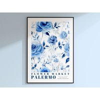 Porto Blumenmarkt Poster, Italien Reise Kunst, Aquarell Blumen Druck, Blaue Rose Art, Wohnzimmer Dekor, Hochzeitsgeschenk, Weihnachtsgeschenk von EnchantedSights