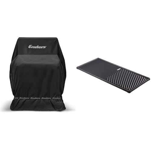 Enders® Abdeckhaube für Gasgrills: Monroe 2+3 (bis 2019) & Grill-Wende-Platte, aus Gusseisen, 1/3 Grillfläche, Grill-Zubehör, Grillplatte von Enders