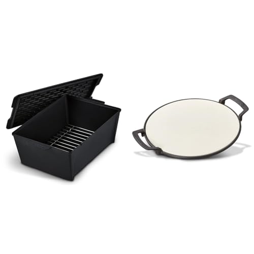 Enders Switch Grid Dutch Oven Rib Roaster Schwarz emailliert & Switch Grid Pizzastein, Halter aus Gusseisen von Enders