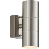 Canon - 2 Light Outdoor Up Down Wandleuchte Klarglas, polierter Edelstahl IP44, GU10 - Endon von Endon