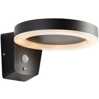 Ebro Moderne solarbetriebene runde Ring-LED-Wandleuchte Strukturiertes Schwarz, PIR-Bewegungs- und Tag-Nacht-Sensoren, Warmweiß, IP44 - Endon von Endon