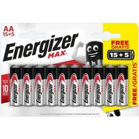 Alkaline Max Batterie Mignon aa 1,5 v, 15 + 5 Pack Batterien, Akkus & Taschenlampen - Energizer von Energizer