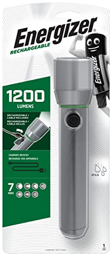 Energizer LED Taschenlampe, Rechargeable + USB Charger Extrem Hell für Camping, Outdoor und Wandern, Silber von Energizer