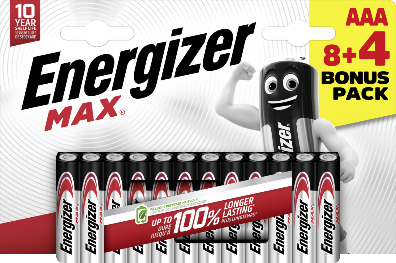 Energizer Max Alkaline Batterie Micro AAA 1,5 V, 8 + 4er Pack von Energizer