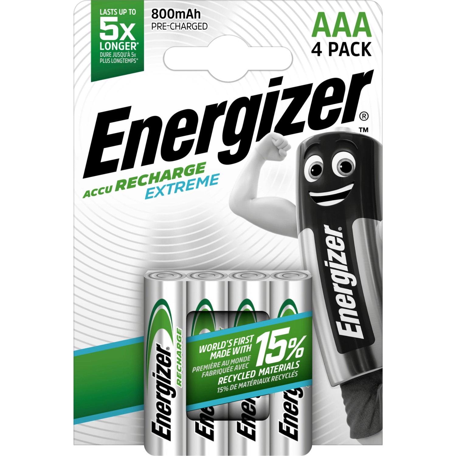 Energizer Akku Extreme AAA Micro 800 mAh 4 Stück Wiederaufladbar von Energizer