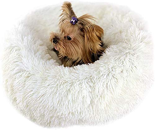 Enetos Bett Rundes Hundebetten Haustierbett katzenbett waschbar Sehr weich und bequem Ovales Doughnut Nesting Cave-Bett,geeignet für Katzen und kleine,mittelgroße Hunde(50cm Durchmesser) von Enetos