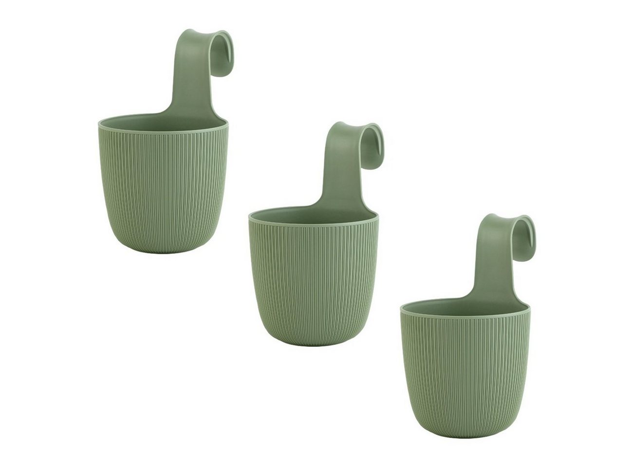 Engelland Blumentopf Blumentopf zum Hängen (Vorteils-Set, 3 St., Fassungsvermögen 2,3 Liter), UV-Beständig, Frostbeständig, Drainagesystem, ideal für Geländer/Zäune von Engelland