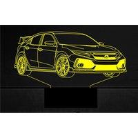 Typ-R Civic Personalisierte 3D Illusion Smart App Control Nachtlicht Bluetooth, Musik, 7 & 16 M Farbe Mobile App, Made in Uk von EngravingArtStudio