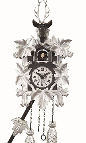 Engstler Moderne Kuckucksuhr Quarzuhr Swarowski- Kristalle Hirschkopf schwarz Silber CLOCKVILLA HETTICH Uhren von Engstler