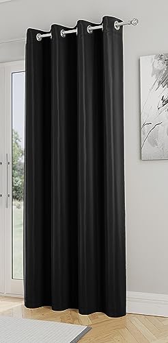 Enhanced Living Nightfall Türvorhang mit Ösen, superweich, energiesparend, geräuschreduzierend, 168 x 214 cm, Schwarz von Enhanced Living
