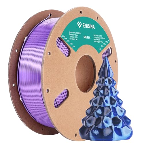 Silk PLA Filament 1.75mm, ENISINA Seidig Glänzendes 3D Drucker Filament PLA, Maßgenauigkeit +/- 0.03mm，1kg / 2.20lb (Blau & Lila & Schwarz) von Enisina