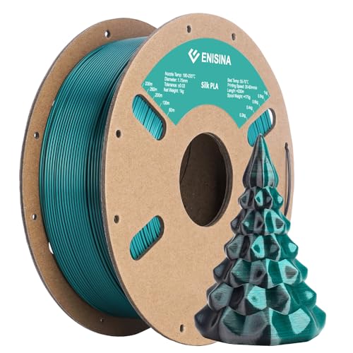 Silk PLA Filament 1.75mm, ENISINA Seidig Glänzendes 3D Drucker Filament PLA, Maßgenauigkeit +/- 0.03mm，1kg / 2.20lb (Schwarz & Dunkel grün) von Enisina