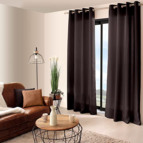 Enjoy Home 1 2015NR140240 Vorhang aus Polyester mit 8 Ösen, 140 x 240 cm, Schwarz, 240x140 cm von ED ENJOY HOME