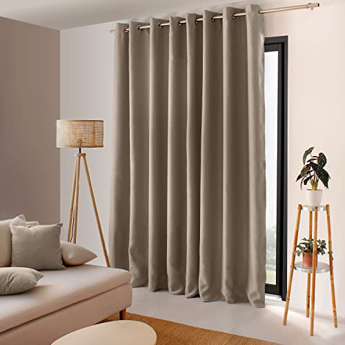 Enjoy Home – Verdunkelungsvorhang, Basic – 16 silberfarbene Ösen – Durchmesser 4 cm – 100% Polyester – Stoff Oeko-Tex-Zertifiziert – 300 x 240 cm – Farbe Natur von ED ENJOY HOME