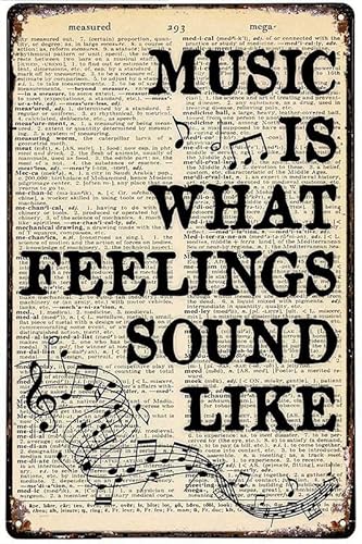 Music is What Feelings Sound Like Guitar Metal Sign Home Kitchen Farm Poster for Restaurant Bar Cafe Garage Hotel Man Cave Retro Art Wall Decor Plaque 20 x 30 cm von Ensound