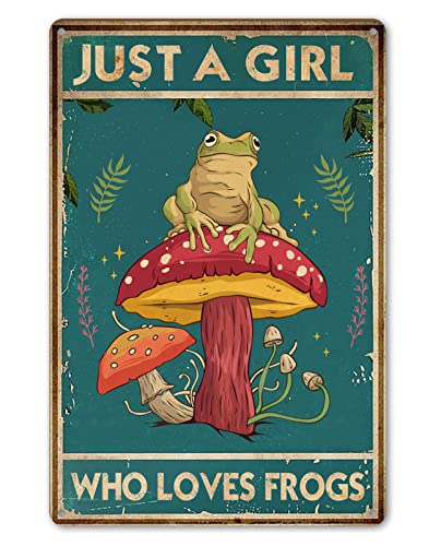 Pilzzimmer-Wanddekoration, lustiges Frosch-Dekor "Just A Girl Who Loves Frogs", Schild für Zuhause, Küche, Büro, Badezimmer, 30,5 x 20,3 cm (249) von Ensound