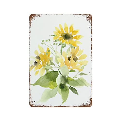 Retro Sonnenblume Metall Blechschild Wanddekoration Vintage Sonnenblume Blechschild für Sommer Blechschild Home Wohnzimmer Küche Garten Bauernhaus Outdoor Decor Geschenke 15x20 cm von Ensound