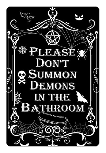 Schild mit Aufschrift "Please Do Not Summon Demons In The Bath", witzig, dunkler Humor, Gothic, Hexe, Badezimmer-Dekoration, 20,3 x 30,5 cm (924) von Ensound