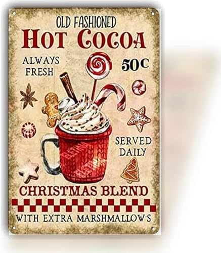 Vintage Metall Blechschild Hot Chocolate Hot Cocoa Metallschild Interessantes und Neuartiges Blechschild Bar Hof Badezimmer Wanddekoration 20,3 x 30,5 cm von Ensound