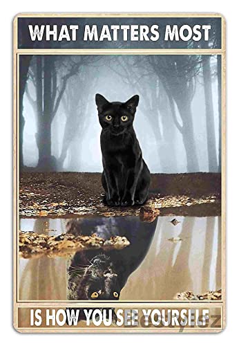 What Matters Most Is How You See Yourself Black Cat Schild Zimmer-Wanddekoration 20,3 x 30,5 cm (920) von Ensound