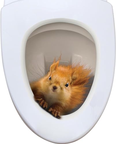 WC Aufkleber 3D Eichhörnchen Toilettensitz Aufkleber Selbstklebend Dekorativer Wandaufkleber Tier PVC Aufkleber für Badezimmer, Schlafzimmer, Küche, Wohnzimmer, Kinderzimmer, WC Zubehör (20 x 25 cm) von Enyolidimk