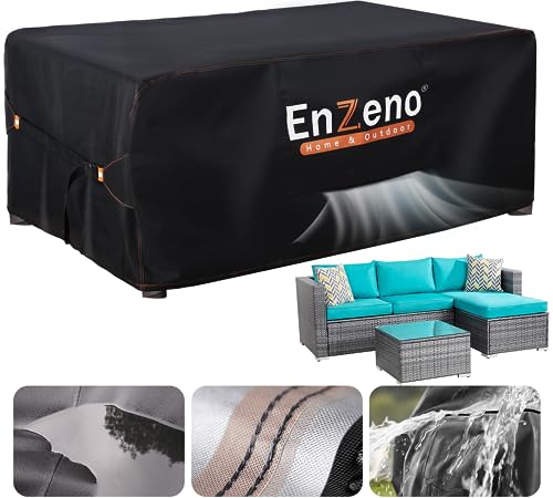 Enzeno Gartenmöbel-Abdeckungen, wasserdicht, mit Lüftungsschlitz, 210 x 110 cm, Terrassenmöbel-Abdeckung für rechteckige/rechteckige Tisch- und Stuhl-Set, Rattan-Möbel-Set von Enzeno