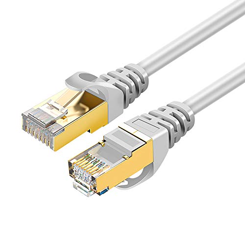 Eono Cat 7 Ethernet Kabel - 10Gbit/s 600Mhz Netzwerkkabel Patchkabel S/FTP mit Vergoldeter RJ45 für Router, Modem, Switch, Xbox One, PS5, PS4, TV (White, 1M/3FT) von Eono