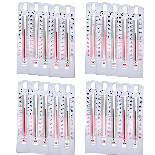 20 Pcs Thermometer, Analoges Innen-Außen-Thermometer, Wandthermometer für Garten, Gewächshaus, Haus, Büro, Zimmer 196 mm x 43 mm von EpheyFIF