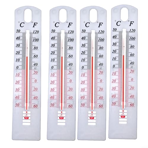 4 Pcs Thermometer, Analoges Innen-Außen-Thermometer, Wandthermometer für Garten, Gewächshaus, Haus, Büro, Zimmer 196 mm x 43 mm von EpheyFIF
