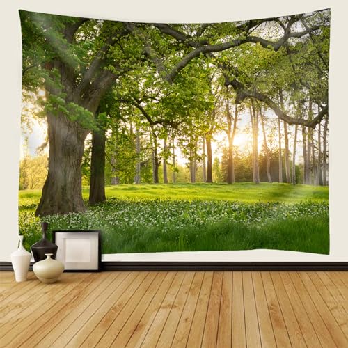 Epinki Baum des Lebens Wandteppich, Wandbehang Wandtuch Park Waldland, Wandteppich Psychedelic Wald Wanddeko für Schlafzimmer Wohnzimmer Wohnheim, Grün, 350x256CM von Epinki