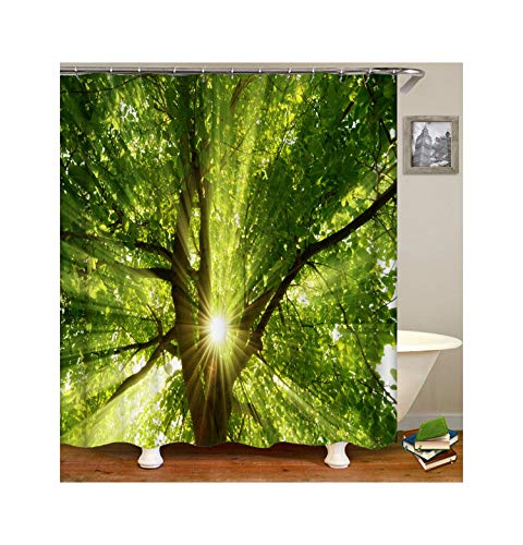 Epinki Polyester Badewanne Vorhang Groß Baum Muster Duschvorhang Grün für Badewanne 90x180CM von Epinki