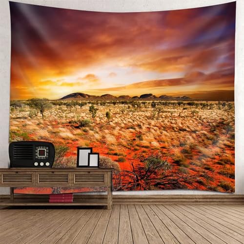 Epinki Tapisserie 260x240cm, Landschaft Natur Wandteppich Wüsten Pflanze Wandtuch Orange Braun aus Polyester, Accessoires für Wohnzimmer Dekor, Schlafzimmer von Epinki