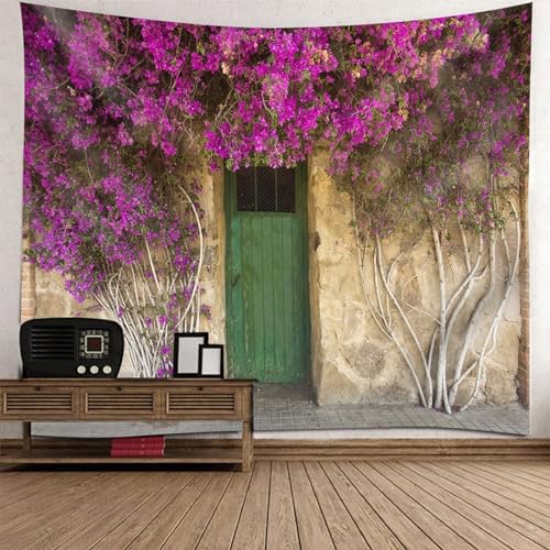 Epinki Tapisserie Blumen Tür, Landschaft Natur Wandteppich Tapisserie Wandbehang Multicolor aus Polyester, Tapestry für Schlafzimmer, 200x200cm von Epinki