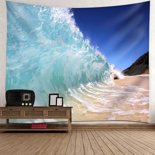 Epinki Tapisserie Meereswelle, Landschaft Natur Wandteppich Wandtuch Multicolor aus Polyester, Wandbehänge für Tischdecke Wohnzimmer Decor, 300x256cm von Epinki